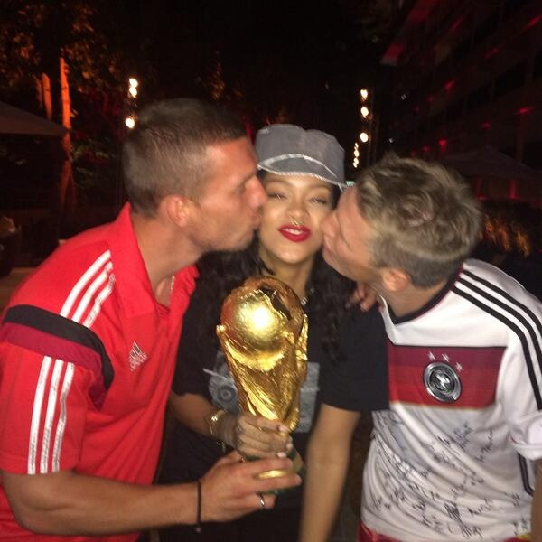 Rihanna celebrates Germanys World Cup win against Argentina By Flashing Her Bra